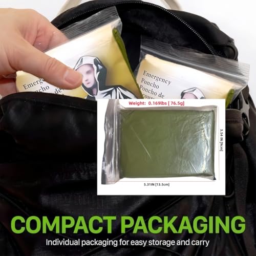 Emergency Poncho with Mylar Blanket Liner for Survival - Image 3