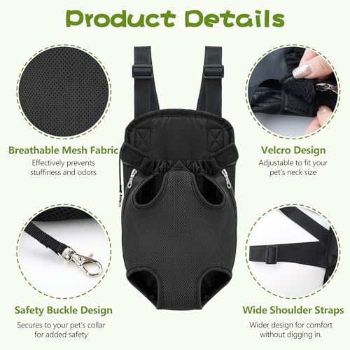 Black Portable Pet Carrier Backpack, Adjustable Dog Carrier - Image 5