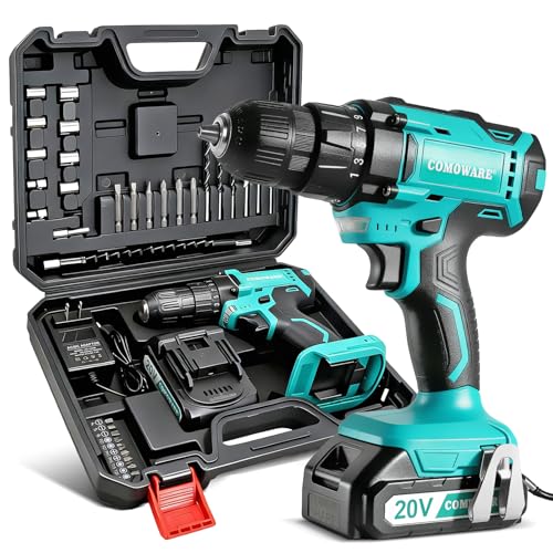COMOWARE 20V Cordless Drill & Bits Set w/Charger, Battery - Image 2