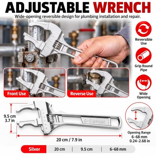 8 Pcs Sink Wrench Basin Wrench Set, Plumbing Tools with Bag, Red - Image 6