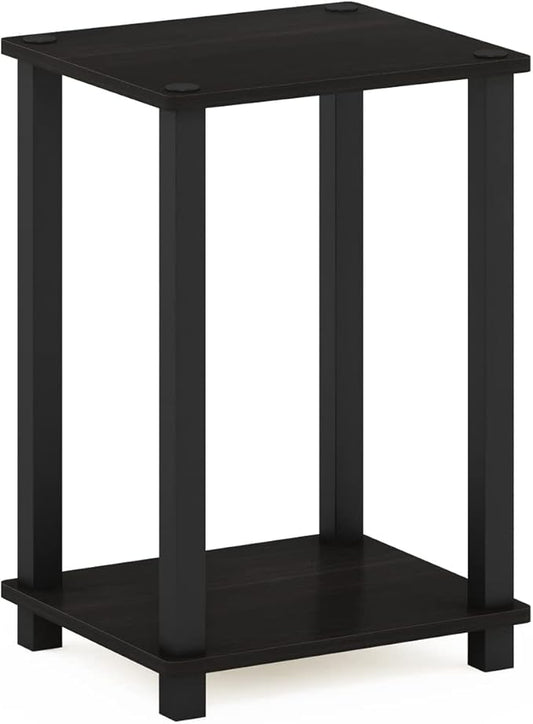 Furinno Simplistic Night Stand, 2-Tier Compact Nightstand with Open Shelf, Toolless Small Bedside Table, End Table, Side Table, for Bedroom, Living Room, Black Espresso