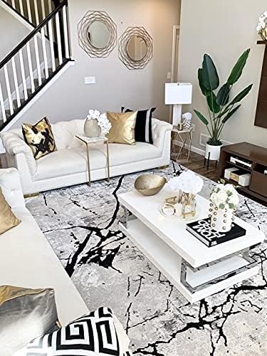 SAFAVIEH Amelia Collection Runner Rug - 2' x 6', Grey & Black, Modern Abstract Design, Non-Shedding & Easy Care, Ideal for High Traffic Areas in Living Room, Bedroom (ALA293K)
