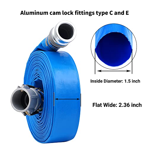1-1/2" x 50ft PVC Lay Flat Discharge Hose With Aluminum Camlock C - Image 3