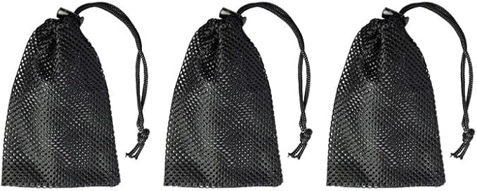 Mesh Bag, Small Nylon Mesh Drawstring Bag with Cord Lock, Black, 3 Pcs,3.9x5.9 Inch for Travel Stuff Bags, Cleansing Supplies