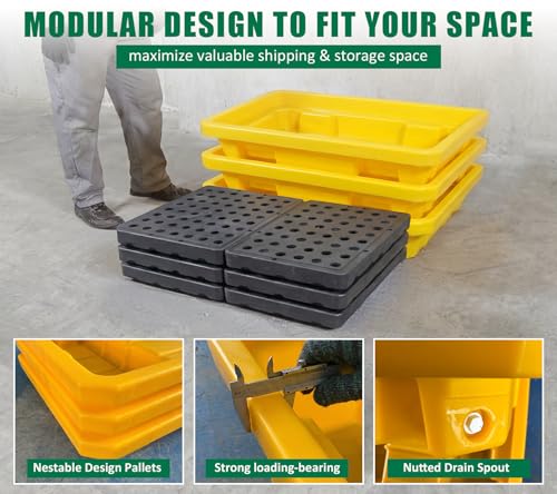 Spill Containment Pallet with Drain 5.3Gal Capacity - Image 6