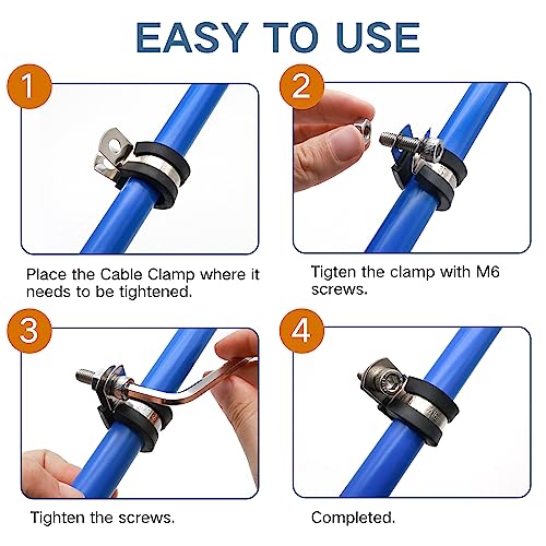 ZIPCCI 1 Inch Cable Clamp, 15 Pack Stainless Steel Wire Clamp - Image 4