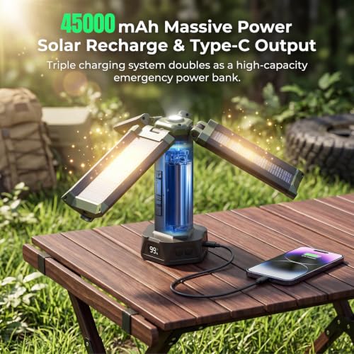 450W Solar 45000MAh Camping Light with Stand Rechargeable - Image 6