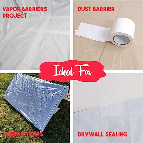 Vapor Barrier Tape, White Vinyl Tenacious Caulk Tape, 6'' X 100FT - Image 6