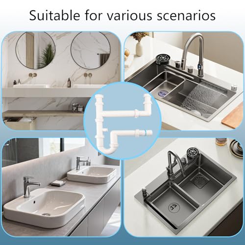 Universal 1-1/2" Kitchen Sink Drain Kit, Space-Saving - Image 8