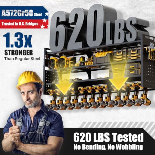 Large 49'' Wide Power Tool Organizer Wall Mount, 4-Tier - Image 4