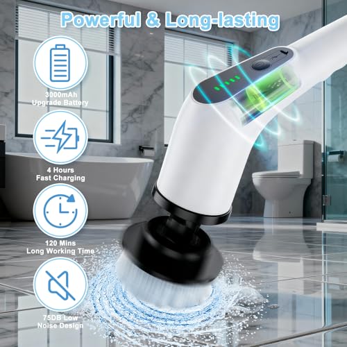 Electric Spin Scrubber, Electric Scrubber for Cleaning with 8 - Image 7