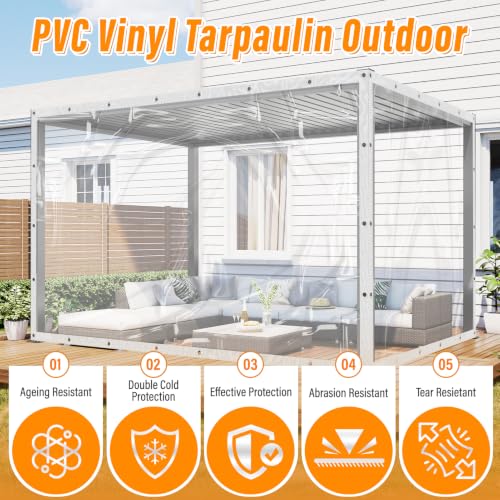 24 Mil Clear Tarps Waterproof,8x20 FT Clear Vinyl Tarp Heavy Duty - Image 6