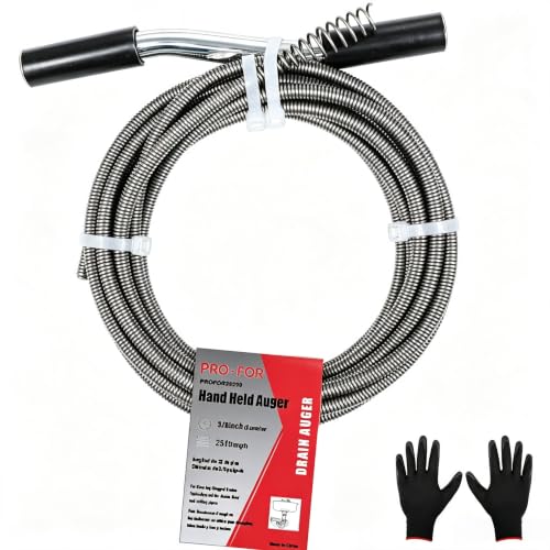 25 Ft Handheld Drain Auger, 3/8 In Manual Plumbing Snake - Image 2
