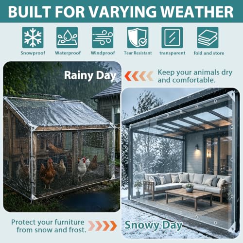 3 x 6 FT Clear Tarps Heavy Duty PVC Vinyl 14 Mil Thick Tarpaulin - Image 6