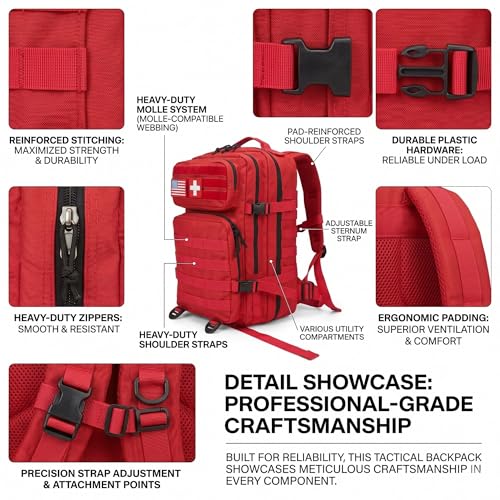NOVO Red First Aid Backpack Empty, First aid Back Pack - Image 3