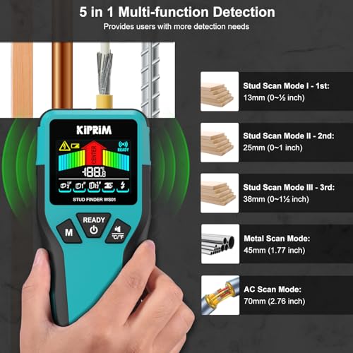 Kiprim WS01 5-in-1 Stud Finder Wall Scanner, LCD Display - Image 3