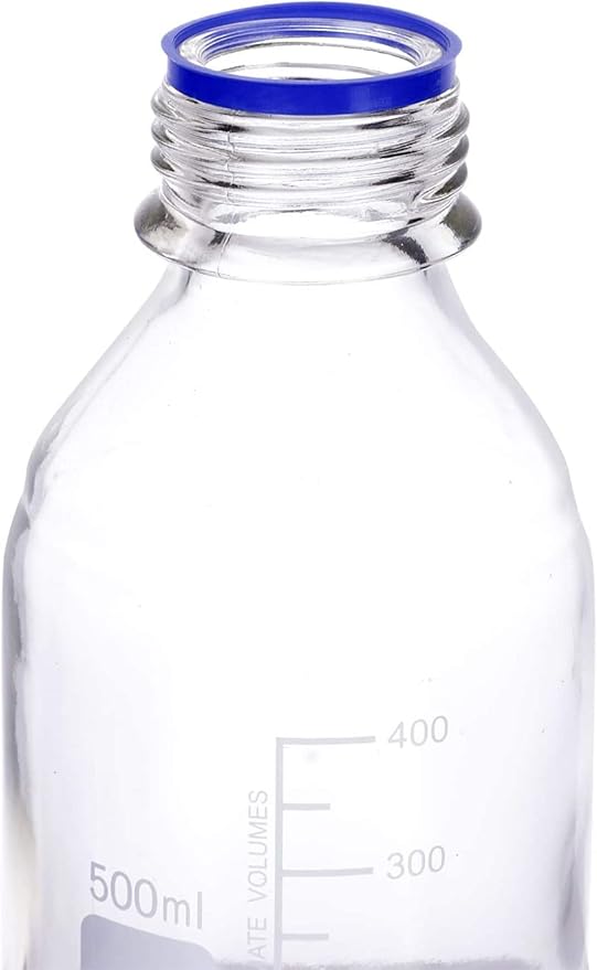 Lab Media Storage Round Bottles Graduated Glass Container GL45 Screw Cap Leakproof Multi-Purpose for Scientific | pack of 8 (Blue,500ml)