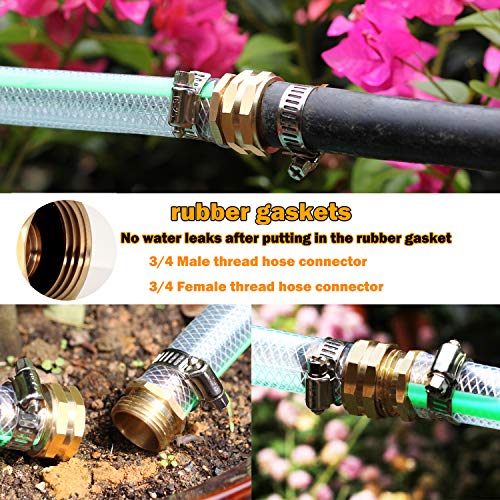 Solid Brass Garden Hose Repair Connector with Clamps Hose - Image 5