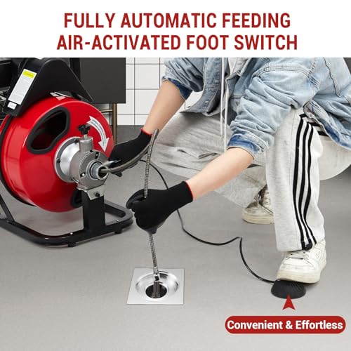 370W Pipe Drain Cleaner with 100Ft Flexible Cable Heavy - Image 8