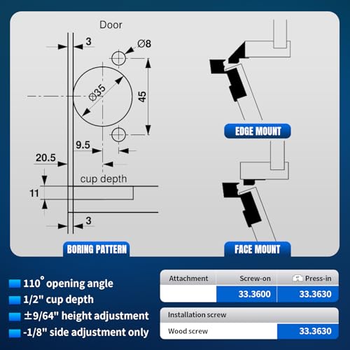 8 PCS Replacement for 30.310-11.02 Blum Cabinet Hinges - Image 6