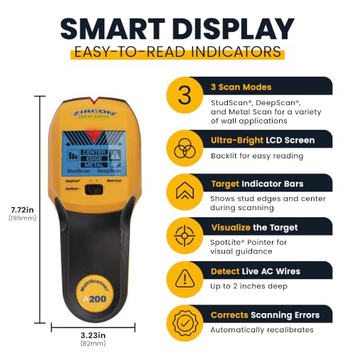Zircon® MultiScanner™ A200 Stud Finder with Metal & Live Wire - Image 3