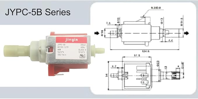 Jiayin JYPC-5B AC 100v - 127V 20 bar 48W Eectromagnetic Solenoid Water Pump Vabration Pump for Coffee machine, electric irons, steam mop, garment steamer, vacuum cleaner,etc
