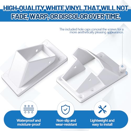 4 Pcs Vinyl Fence Brackets 2" X 3.5" Classic with Screws - Image 4