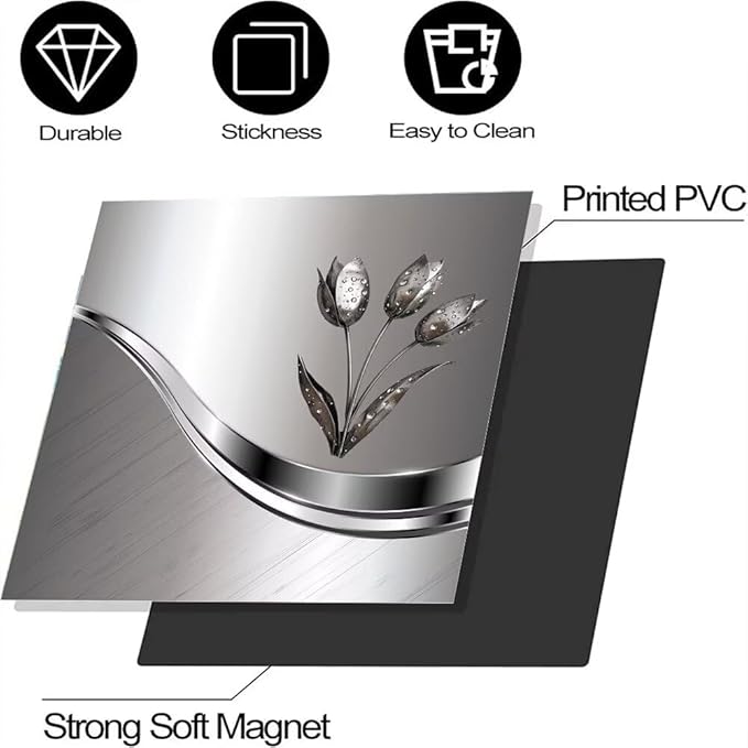 Generic Stainless Steel Effect Kitchen Decoration Dishwasher Cover Magnetic,Metal Flower Pattern Refrigerator Decor Magnet Sticker, Dishwasher Panel Decal, 23"" x 26"" Magnetic, Rimyy111-2