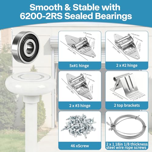 Garage Door Rollers 10 Pack Hardware Kit, 7 ft Door, White Nylon - Image 4