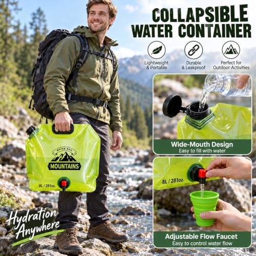 4 Pcs Collapsible Water Container Bag, 8L/2 Gallon Water - Image 4