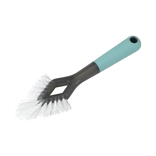 CLR Brilliant Bath Foaming Bathroom Cleaner Spray, 26 Ounce Bottle (Pack Of 2) & Casabella Smart Scrub Heavy Duty Tile and Grout Cleaning Brush, Gray, Grey/Aqua (15933)