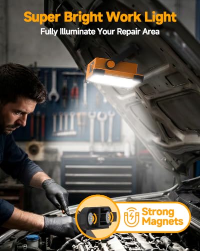 Solar Rechargeable LED Work Light with Magnetic Base - Image 3