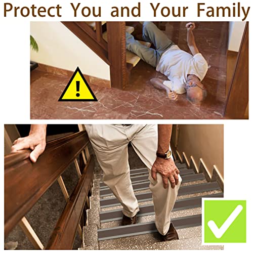 Rubber Stair Nosing - Stair Anti-Slip Adhesive Strip, Made of Wear-Resistant Rubber, Mute, Easy to Install - Indoor/Outdoor, Helps Elderly and Children Prevent Slipping (1, Grey, 7