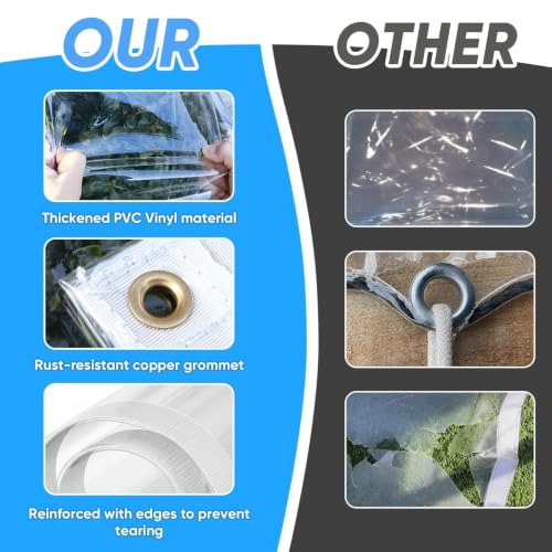8x10ft Clear Tarp, 14mil Clear Tarps Heavy Duty Waterproof - Image 6