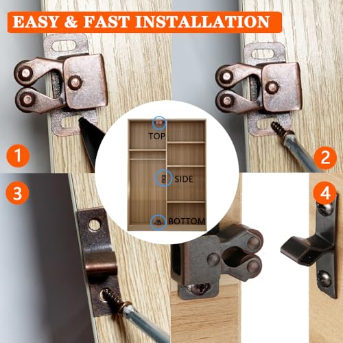 4 Pack Cabinet Latch Double Roller Catch for Cupboard - Image 5