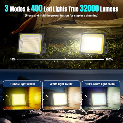 400W Solar LED Work Light32000MAhPortable Rechargeable - Image 3