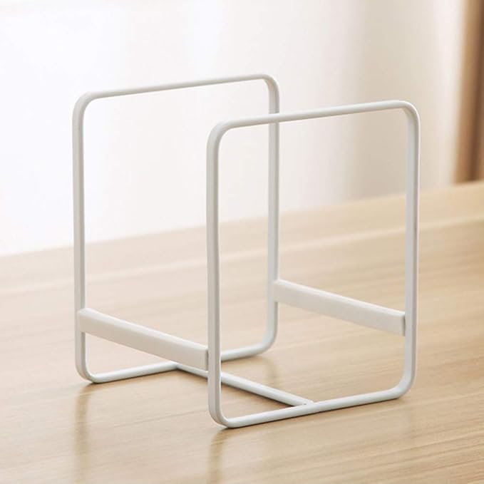 2PCS Plate Holders Organizer, Metal Dish Storage Dying Display Rack for Cabinet, Counter and Cupboard - White， Small