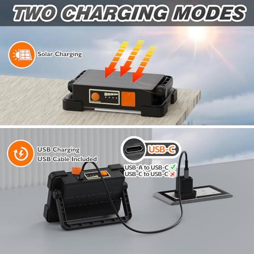 120W Solar Rechargeable 144 LED Work Light, 10000LM Flood Light - Image 6