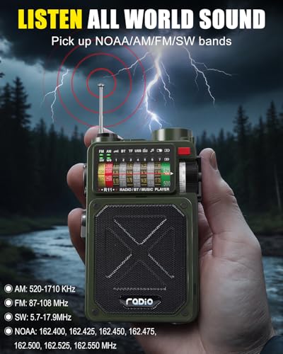 Emergency Radio Hand Crank Solar - R11 NOAA/AM/FM Shortwave Radio - Image 3