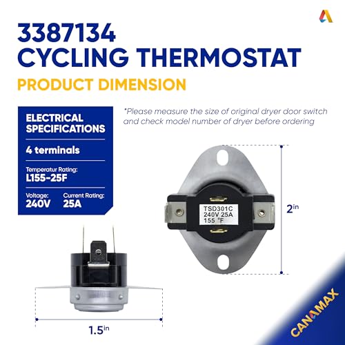 279769 Dryer Thermal Cut-Off Kit 3387134 Thermostat - Image 3
