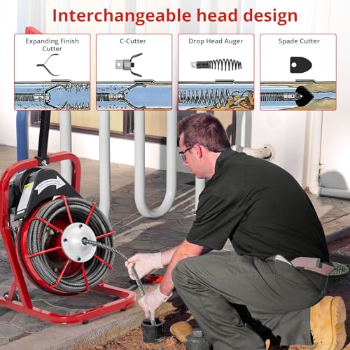 Electric Drain Cleaner Machine, 75FT x 1/2" Cable - Image 5