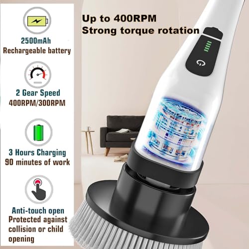Electric Spin Scrubber Scrub Brush, Rechargeable Cleaning - Image 6