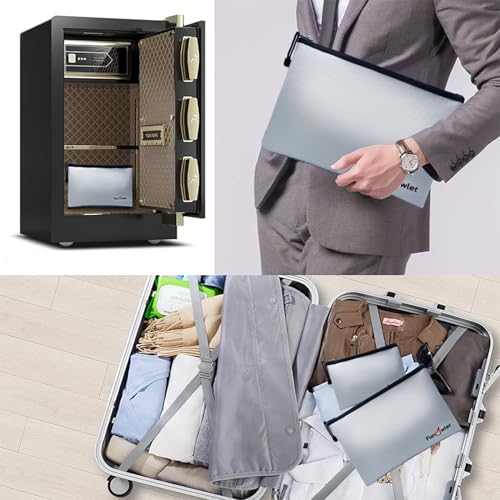 Fireproof Waterproof Money Document Bag, 2Pack Safe Pouch Gray - Image 7
