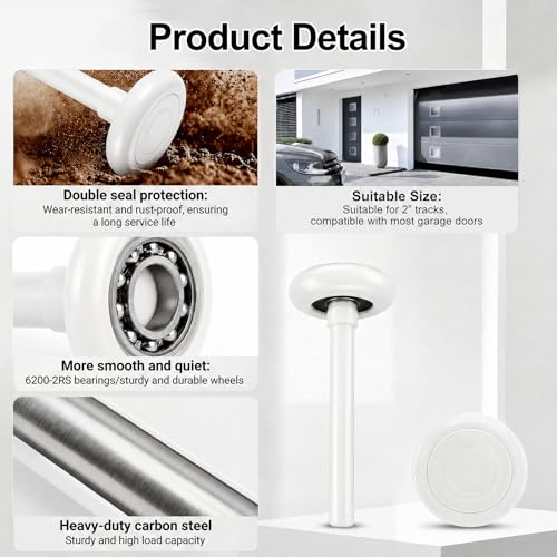 12 Pack 2" Nylon Garage Door Rollers, 4" Stem Garage Door Wheels - Image 5