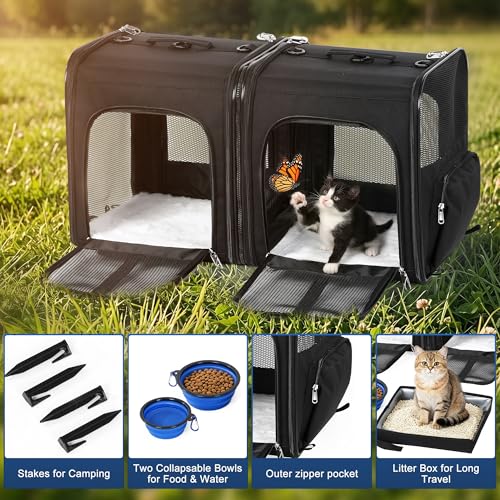 Large Cat Carrier for 2 Cats with Travel Litter Box, 2-in-1 - Image 6