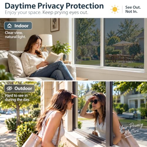Coavas One Way Window Privacy Film See Out Not In UV Blocking - Image 3