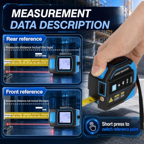 4-in-1 Laser Tape Measure, 130FT/40M Laser Distance & 16FT/5M - Image 5