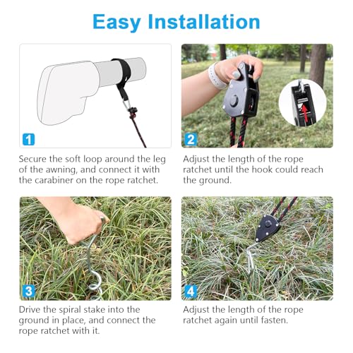 RV Awning Tie Down Kit 10mm Rope, Heavy Duty Wind-Proof - Image 6