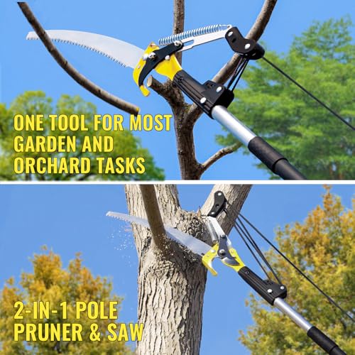 10.5FT Pole Saw for Tree Trimming, 2-In-1 Manual Tree - Image 4