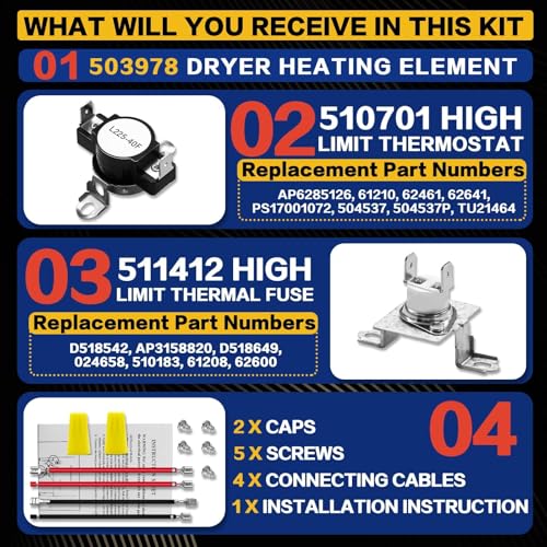 ADE4BRGS171TW01 ADE4BRGS177TW01 Dryer Heating Element Fit - Image 5